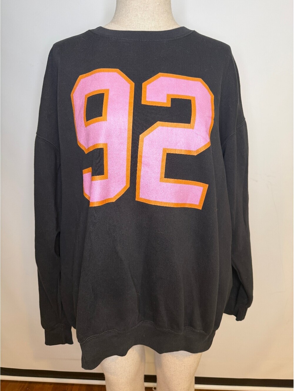 Emy Ave Burnt Toast Black Oversized 92 Varsity Crewneck Sweatshirt L/XL